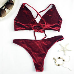 Velvet Bikini Burgundy Back